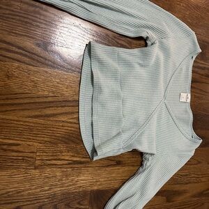 Light Blue Ribbed Long Sleeve Top